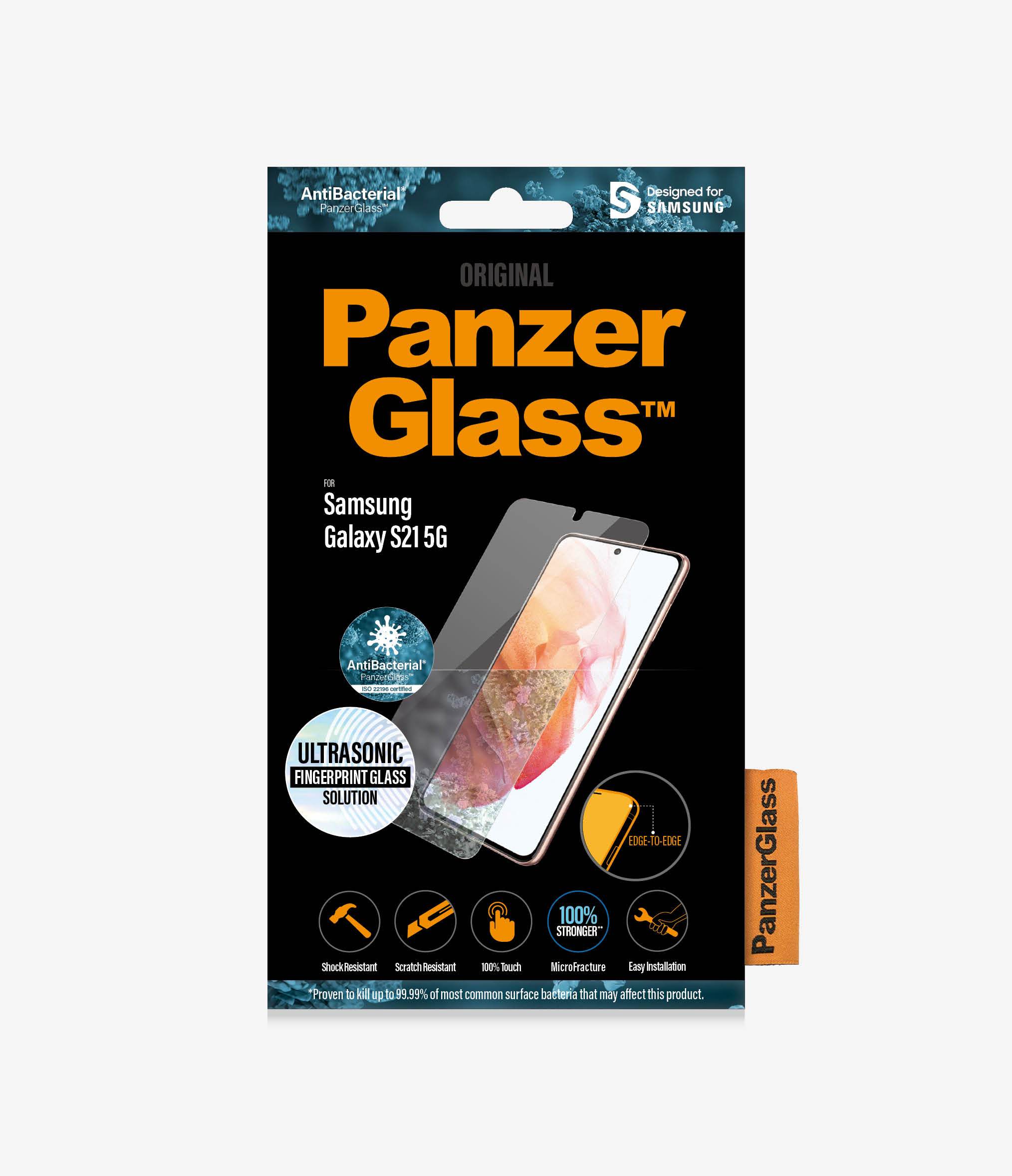 PanzerGlass™ Samsung Galaxy S21 5G - Fingerprint (7269), Full frame coverage, Rounded edges, Crystal clear, Ultrasonic Fingerprint compatible