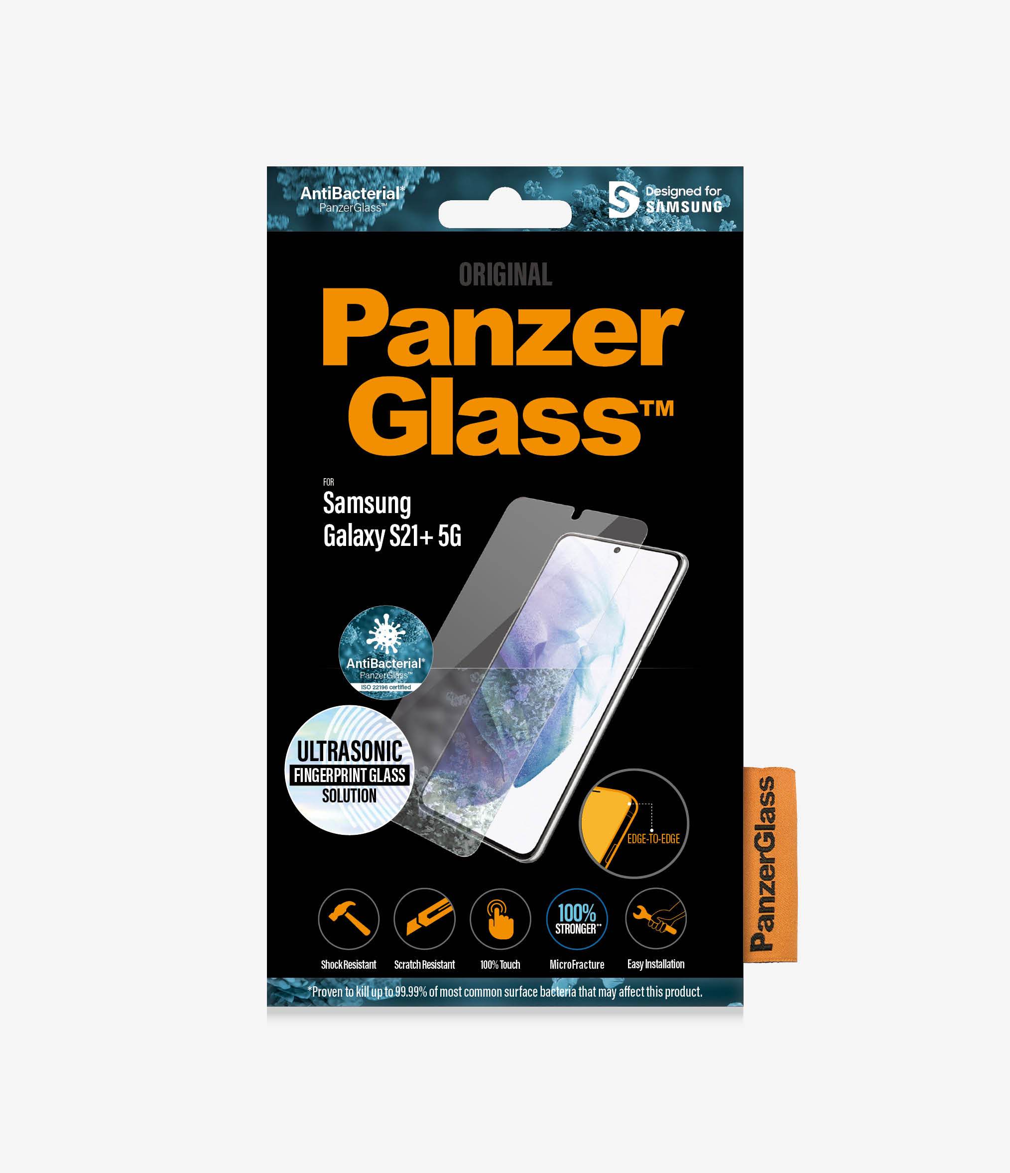 PanzerGlass™ Samsung Galaxy S21+ 5G - Fingerprint (7270), Full frame coverage, Rounded edges, Crystal clear, Ultrasonic Fingerprint compatible