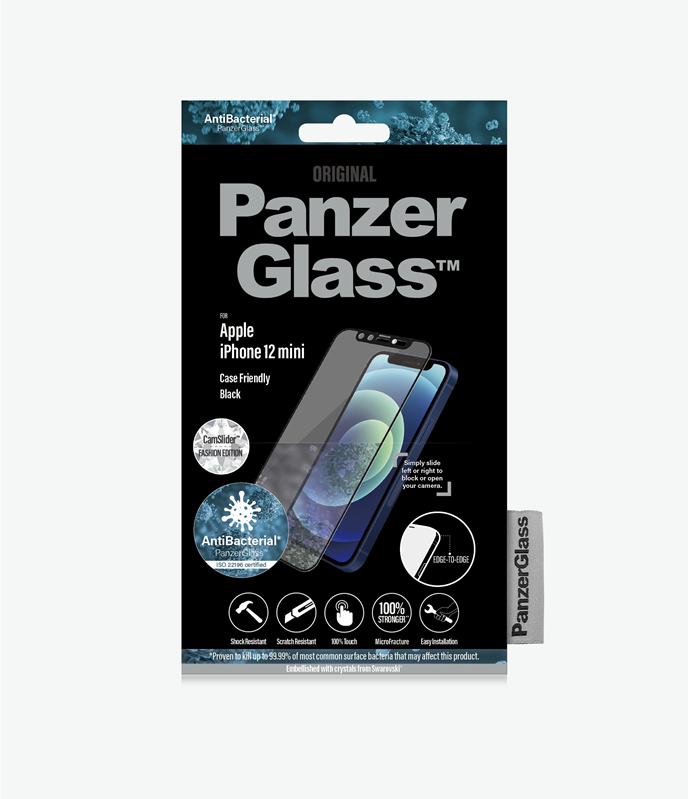 PanzerGlass™ Apple iPhone 12 mini - CamSlider™ Embellished with crystals from Swarovski® - (2716), Scratch Resistant, Oleophobic layer, 100% Touch