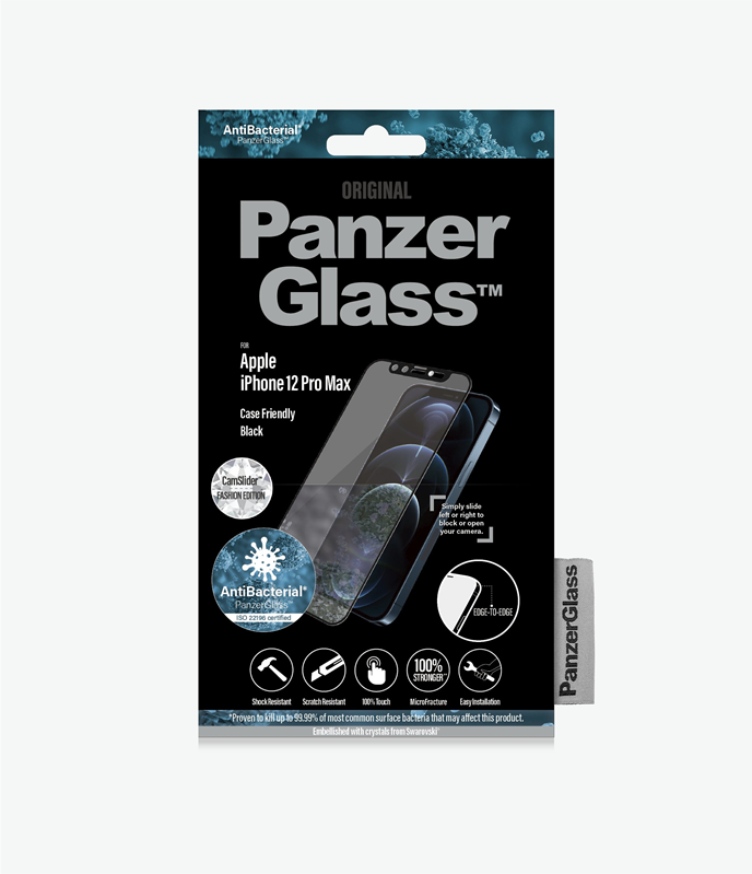 PanzerGlass™ Apple iPhone 12 Pro Max - CamSlider™ Embellished with crystals from Swarovski® - (2718) - Screen Protector - Oleophobic layer, 100% Touch