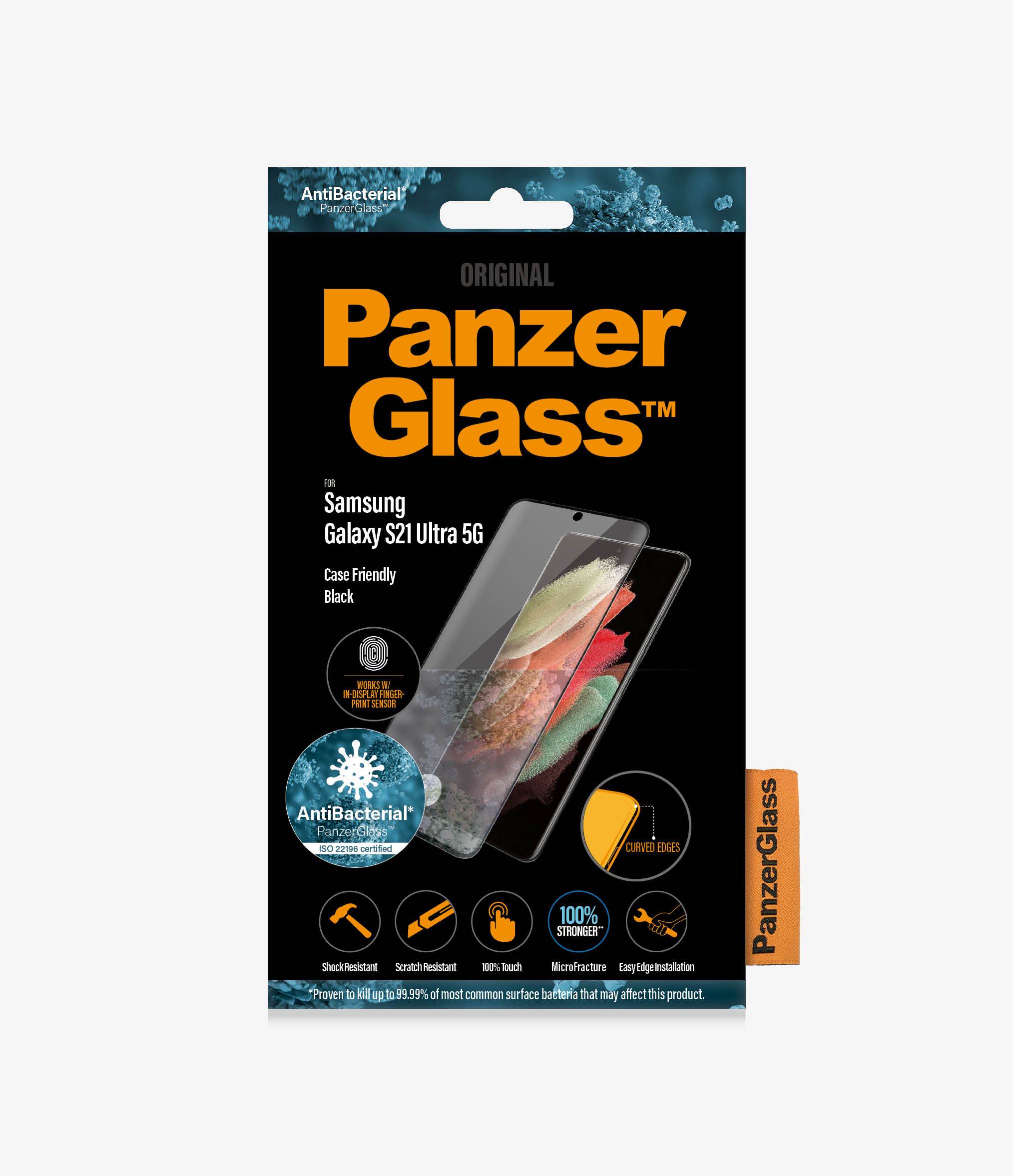 PanzerGlass™ Samsung Galaxy S21 Ultra - Fingerprint - Clear Glass (7258) - Screen Protector - Full Frame Coverage, Rounded Edges, Crystal Clear