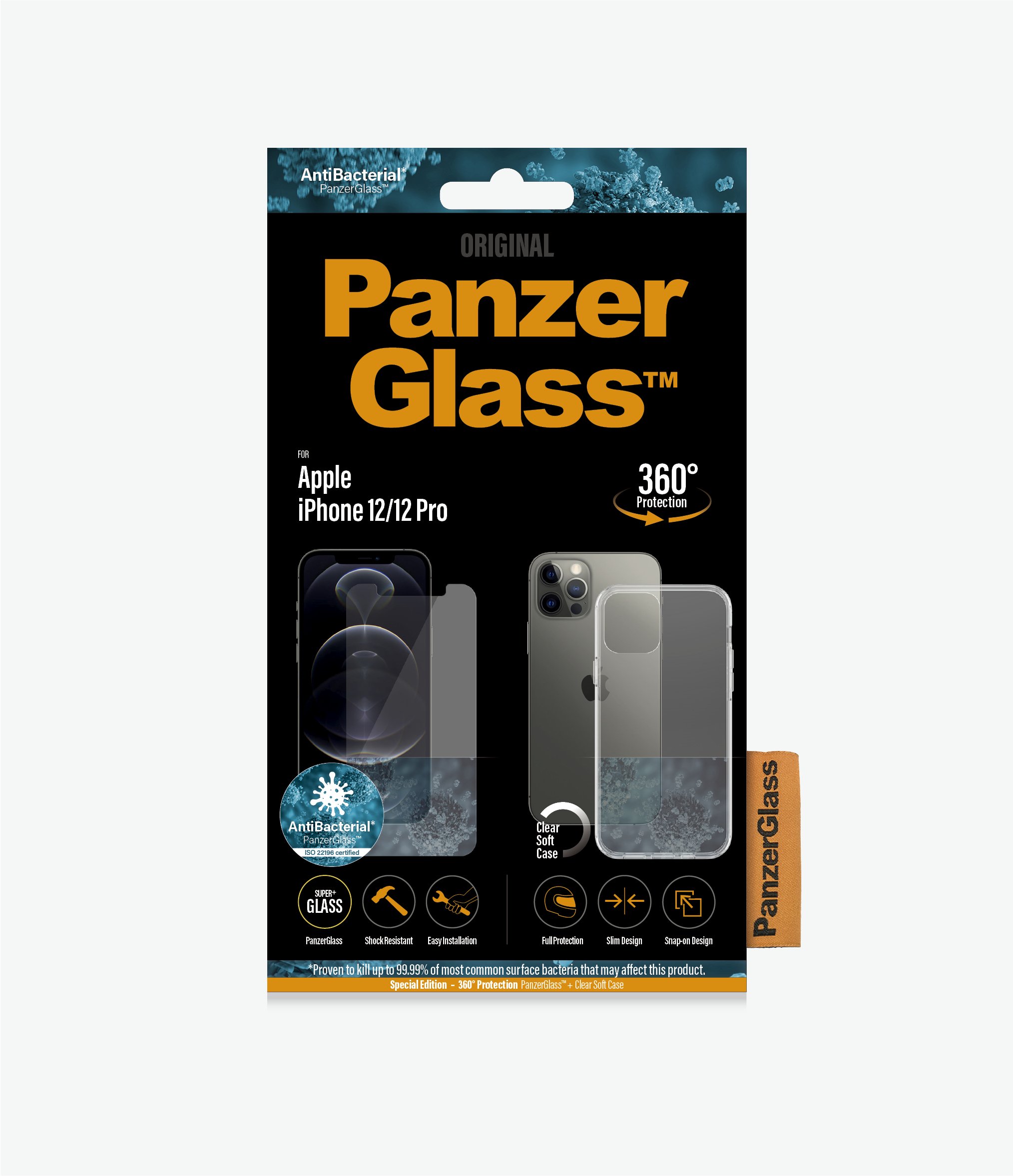 PanzerGlass™ Apple iPhone 12/12 Pro Clear Glass (2708) - Screen Protector - Resistant to scratches and bacteria, Shock absorbing, 100% touch
