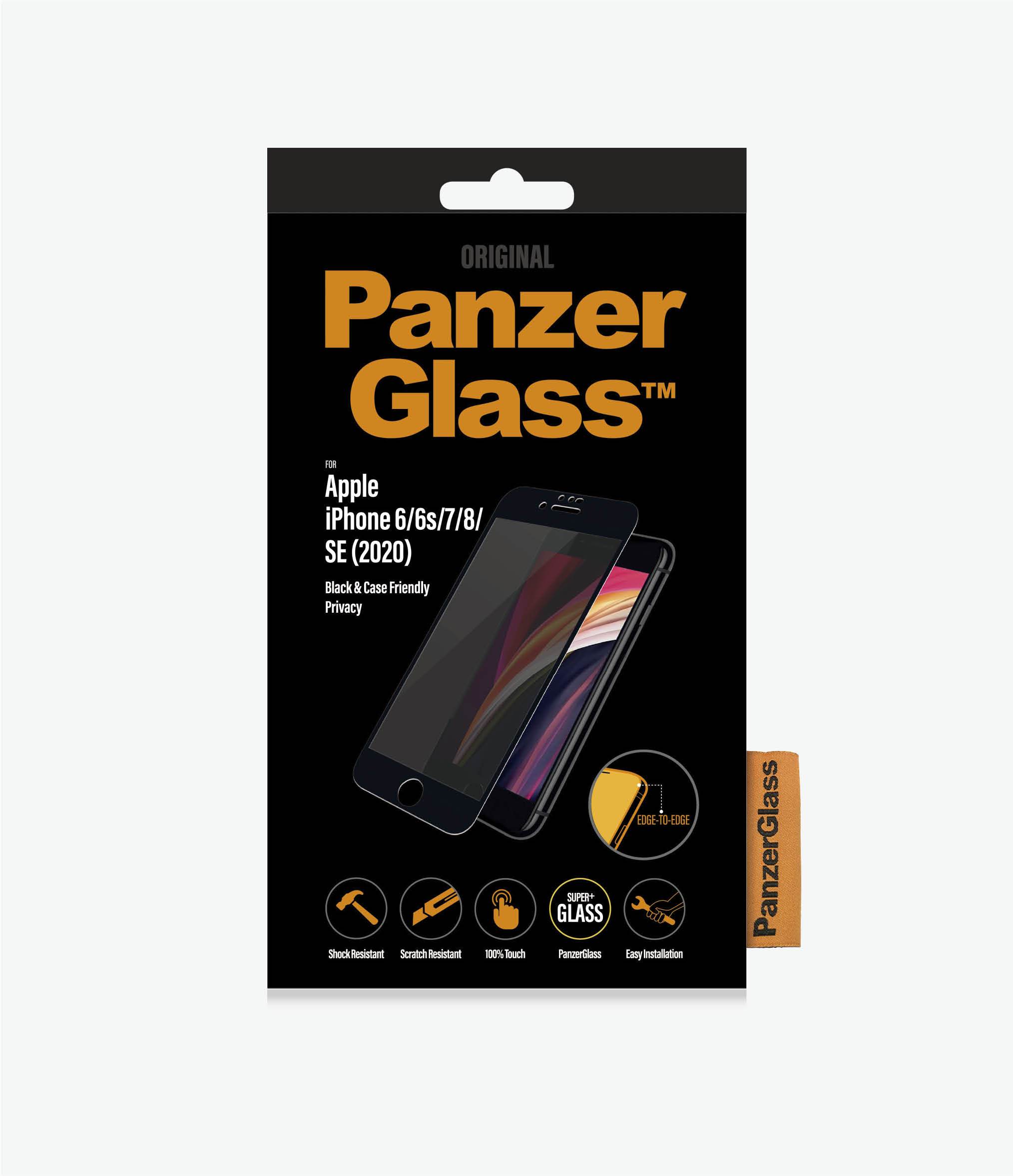 PanzerGlass™ Apple iPhone 6/6s/7/8/SE (2020) - Black Privacy (P2679) - Screen Protector - Privacy filter, Anti-glare coating, Blue light reduction
