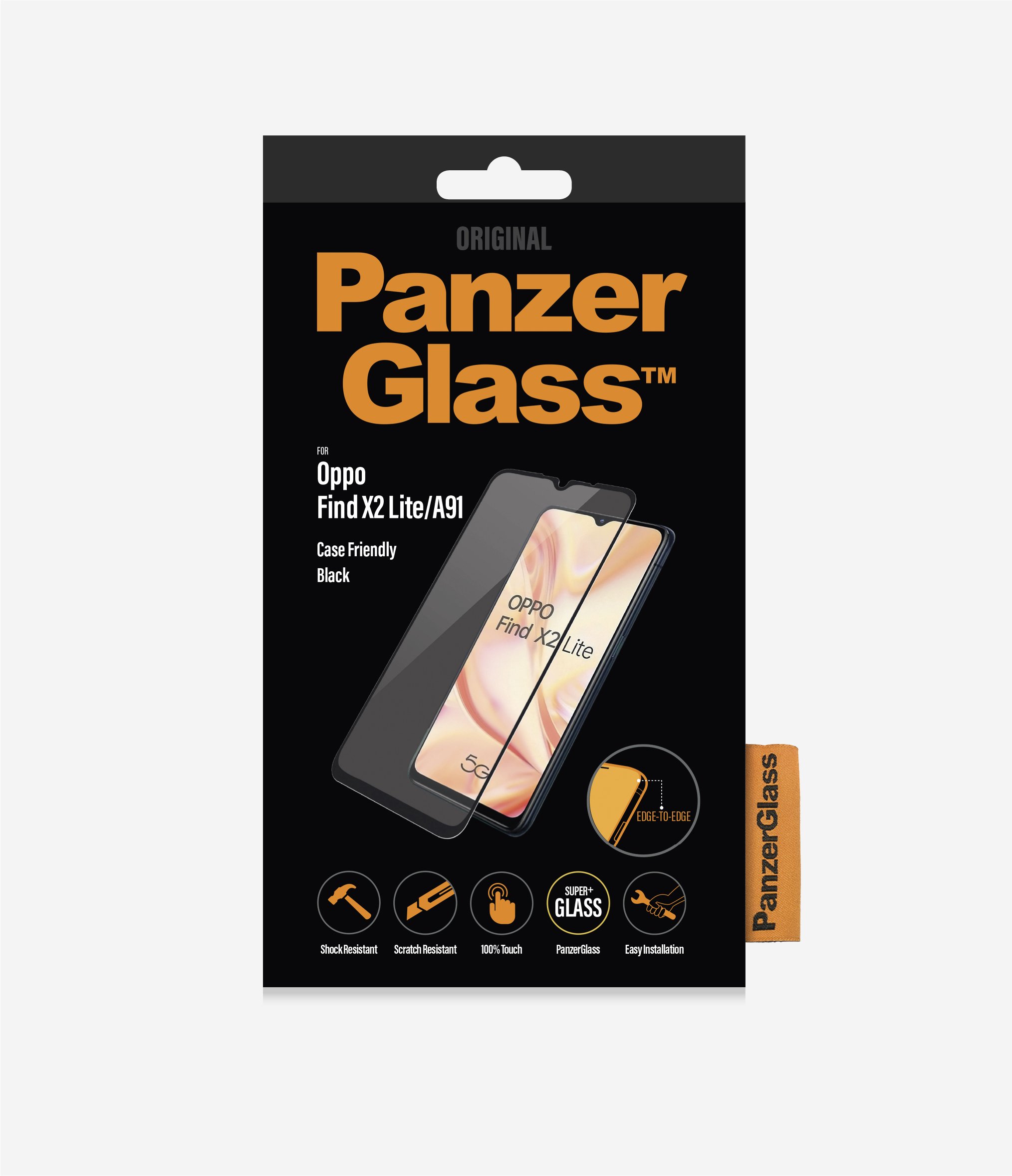 PanzerGlass™ OPPO Find X2 Lite/A91 - Black (7063) - Screen Protector - Full frame coverage, Rounded edges, Crystal clear, 100% touch preservation