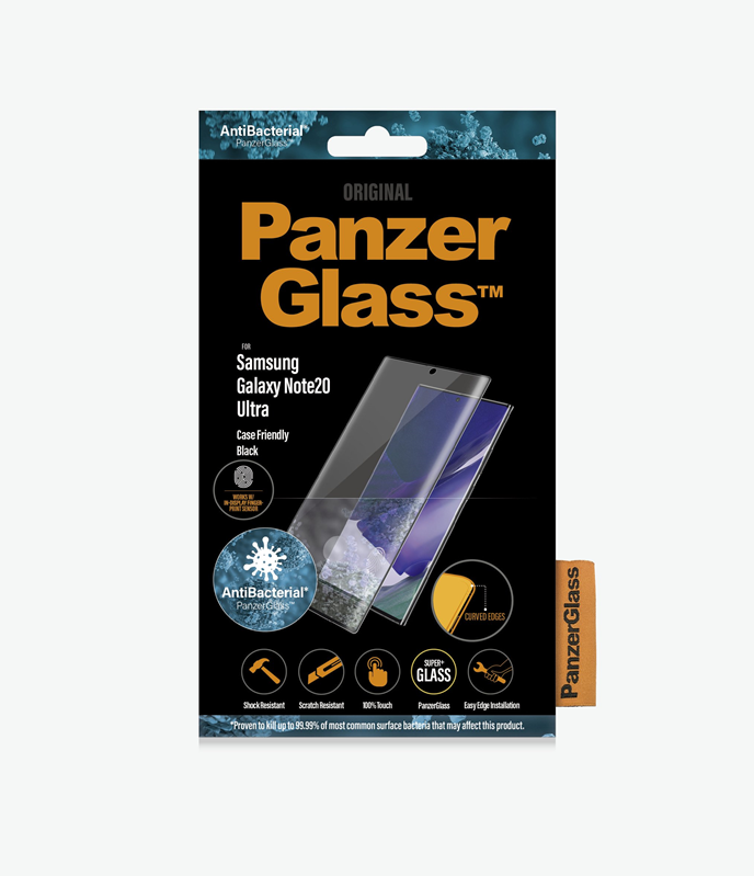 PanzerGlass™ Samsung Galaxy Note20 Ultra - Case-friendly - Black (7237), Antibacterial glass, Protects the entire screen, Crystal clear, 100% touch