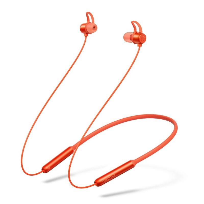 realme Buds Wireless  Orange  -  Flexible Neckband, Magnetic Connection, Powerful Bass Boost