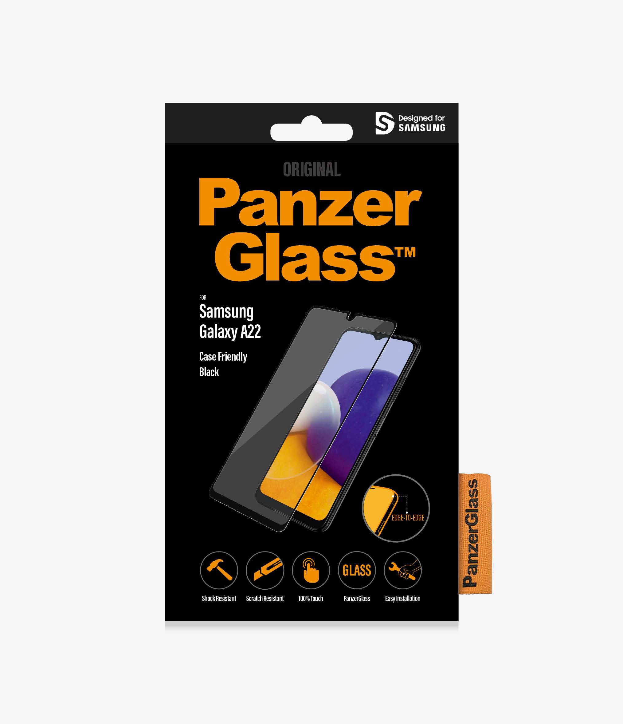 PanzerGlass™ Samsung Galaxy A22 - Clear glass (7278) - Screen Protector - Full frame coverage, Rounded edges, Crystal clear, 100% touch preservation