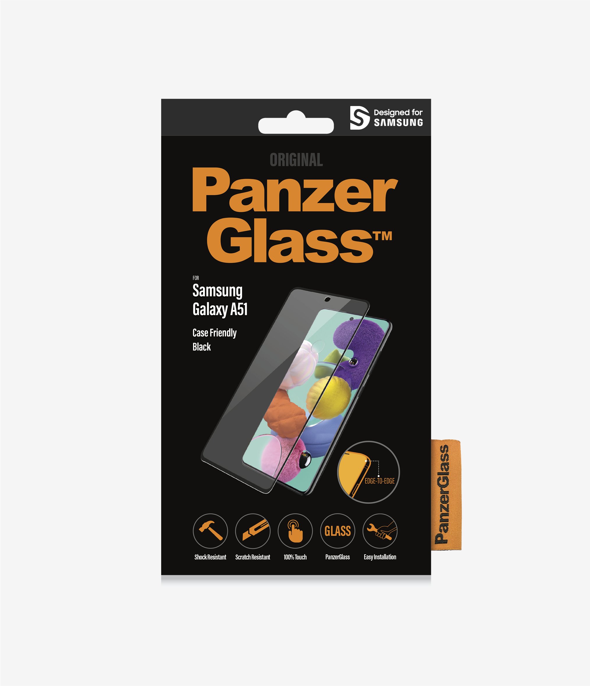 PanzerGlass™ Samsung Galaxy A51 - Black (7216) - Clear Glass - Screen Protector - Full frame coverage, Rounded edges, Crystal clear, 100% touch