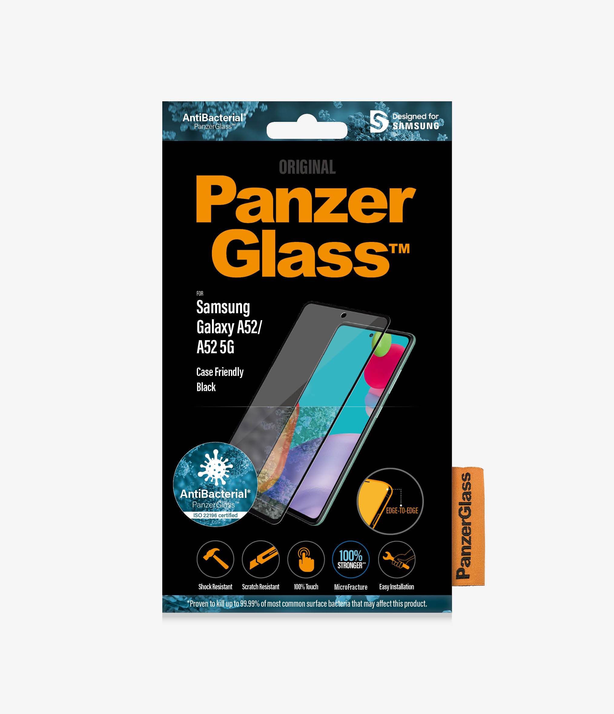 PanzerGlass™ Samsung Galaxy A52/A52 5G/ A52s 5G - Antibacterial (7253) - Screen Protector - Full frame coverage, Rounded edges, Crystal clear