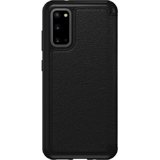 OtterBox Samsung  Galaxy S20 Strada Series Case - Shadow Black (77-64498), Drop Protection, Screen Cover,  Easy On/Off, Genuine Leather,  Card Slot