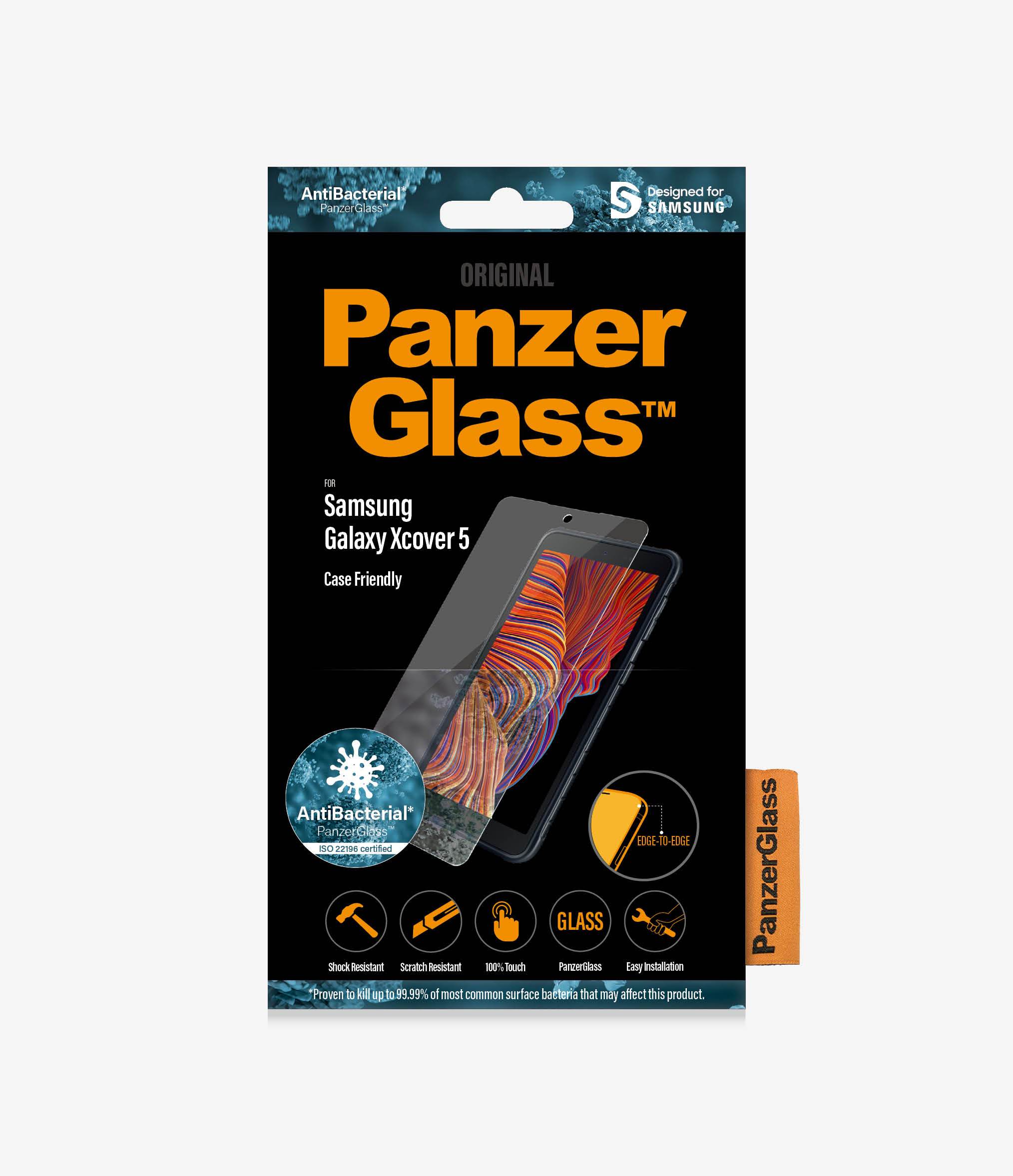 PanzerGlass™ Samsung Galaxy Xcover 5  Antibacterial - (7267) - Screen Protector - Antibacterial glass, Protects the entire screen, Crystal clear