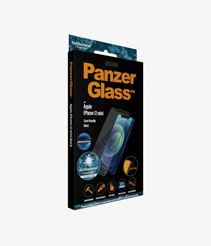 PanzerGlass™Apple iPhone 12 Mini Black (2722) - Anti-Blue light - Screen Protector - Antibacterial glass, Protects the entire screen, Crystal clear
