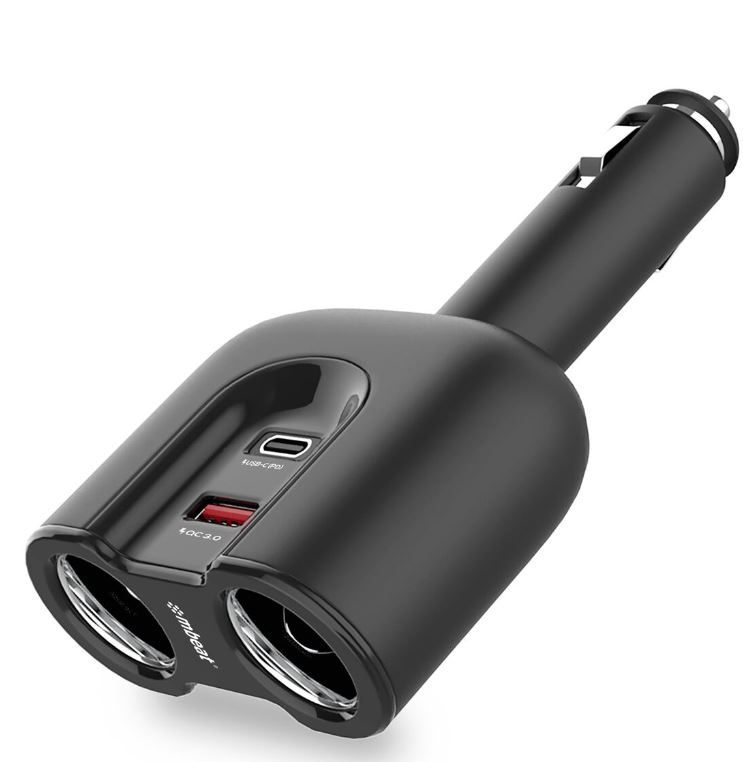 mbeat® Gorilla Power Dual Port USB-C PD & QC3.0 Car Charger with Cigar Lighter Splitter