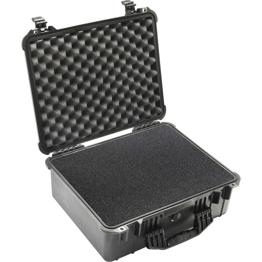 Pelican 1550 Case with Foam Black, Watertight, Crushproof, Dustproof, 2 level Pick n Pluck, Automatic Pressure Equalization Valve, O-Ring Seal