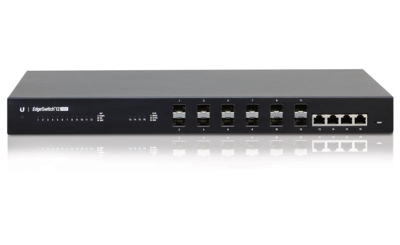Ubiquiti Managed Fiber Aggregation Switch,12x SFP 1Gbps Ports, 4x 1Gbps Ethernet Ports - 16Gbps Switching Capacity