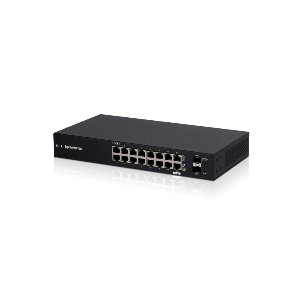 Ubiquiti EdgeSwitch 18X - Affordable, fanless WISP switch with (16) Gigabit RJ45 ports and (2) SFP ports
