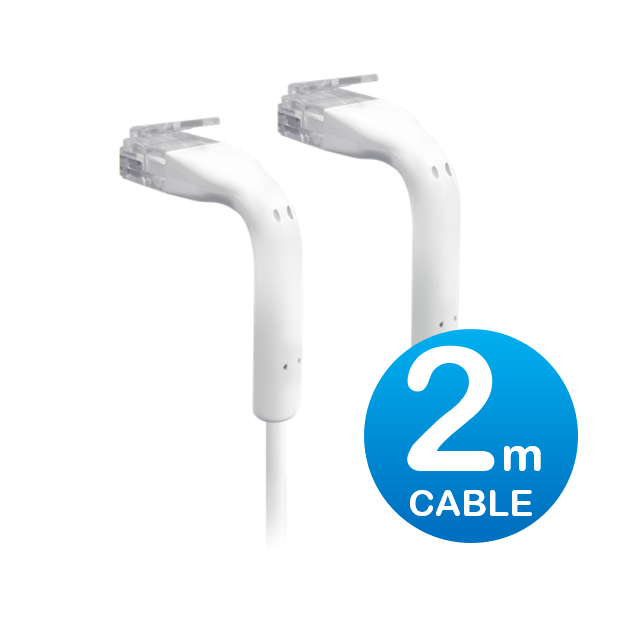 UniFi Patch Cable 2m White, Both End Bendable to 90 Degree, RJ45 Ethernet Cable, Cat6, Ultra-Thin 3mm Diameter U-Cable-Patch-2M-RJ45