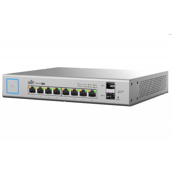 Ubiquiti UniFi Switch 8-port Managed PoE+ Gigabit Switch with SFP, 150W PoE Budget, Quiet Fanless Operation, GEN1