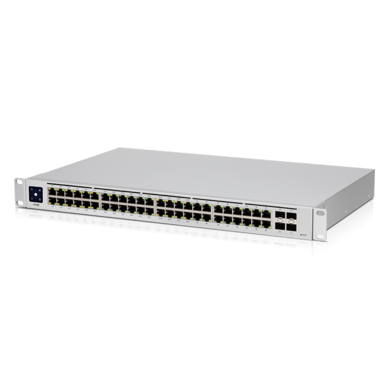Ubiquiti UniFi 48 port Managed Gigabit Layer2 & Layer3 switch - 48x Gigabit Ethernet Ports w/ 32x 802.3at POE+, 4x SFP Port Touch Display 210W