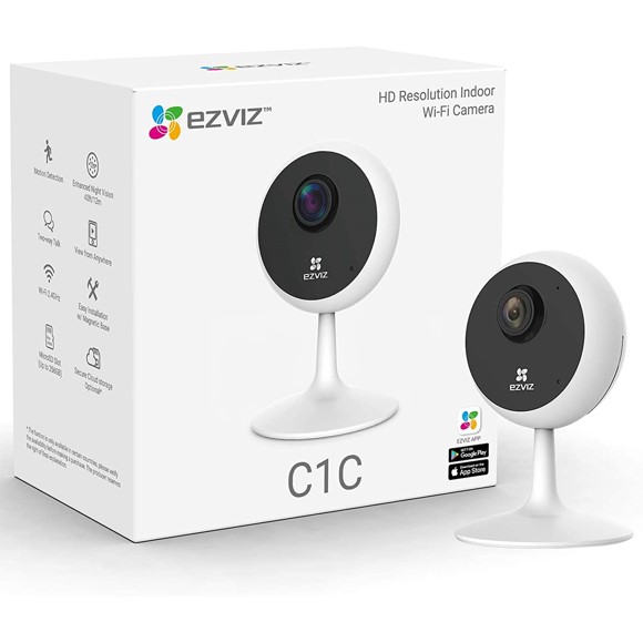 EZVIZ C1C IP Camera, HD Resolution Indoor Wi-Fi Camera, Infrared Night Vision, Two-Way Talk, Support MicroSD Card (up to 256 GB), Smart App, Cloud