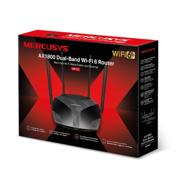 buy Mercusys MR70X AX1800 Dual-Band WiFi 6 Router, Up to 1.8Gbps, OFDMA, MU-MIMO, WPA3 online from our Melbourne shop