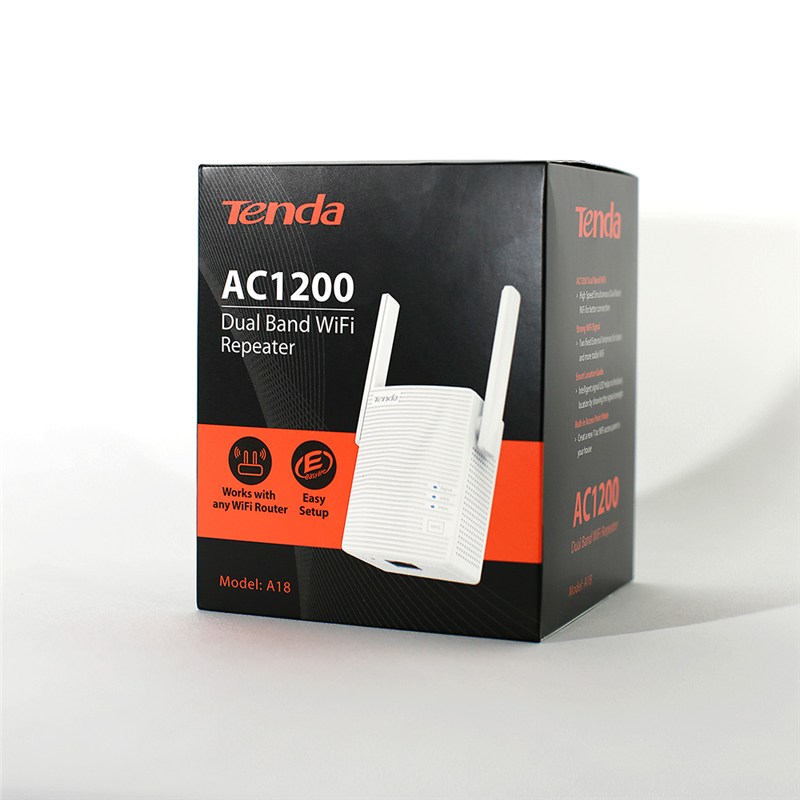 Tenda A18 AC1200 Dual-band Wi-Fi Extender, 120 Square Meters (2 Storey House), 867Mbps, 2xOmni-Directional Antenna, Repeater & AP Mode