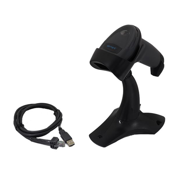ELEMENT SCANNER KIT P100 2D-SR USB Stand Blk-extremely reliable & affordable, COMS image sensor, 1.5m drop resistance, Scans highly-distorted barcode