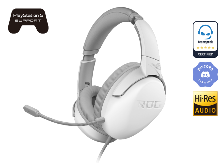 ASUS ROG STRIX GO CORE MOONLIGHT WHITE gaming headset delivers immersive gaming audio and incredible comfort, and supports PC, Mac, Mobile, PS5