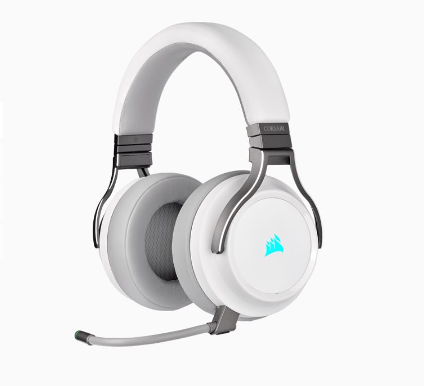 Corsair Virtuoso Wireless RGB White 7.1 Audio. High Fidelity Ultra Comfort, supports USB and 3.5mm Gaming Headset. Headphone