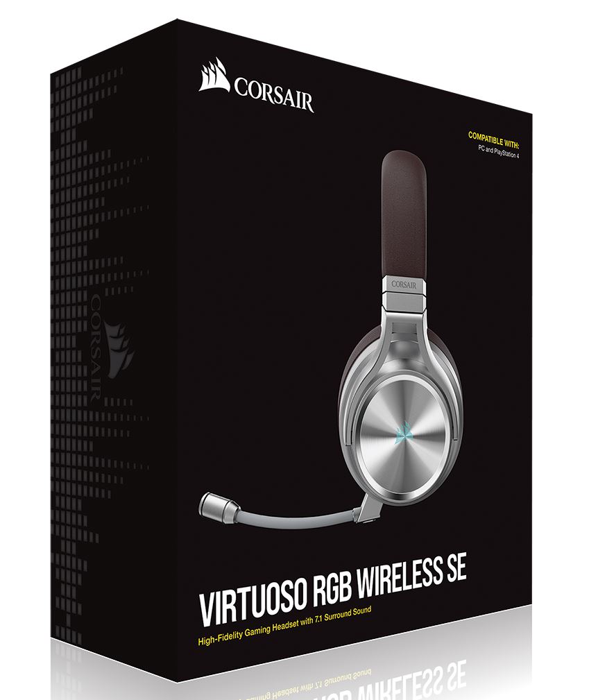 Corsair Virtuoso Wireless RGB SE Espresso 7.1 Headset. High Fidelity Ultra Comfort, Broadcast Grade 9.5mm Microphone,  USB and 3.5mm Headphone