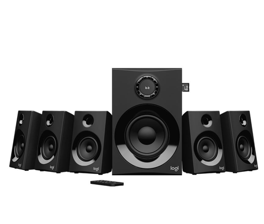 Logitech Z607 5.1 Surround Sound Speakers SD USB FM 160 WATTS 133.35 mm subwoofer extra-long rear cables - Ideal for Notebook Laptop Desktop PC