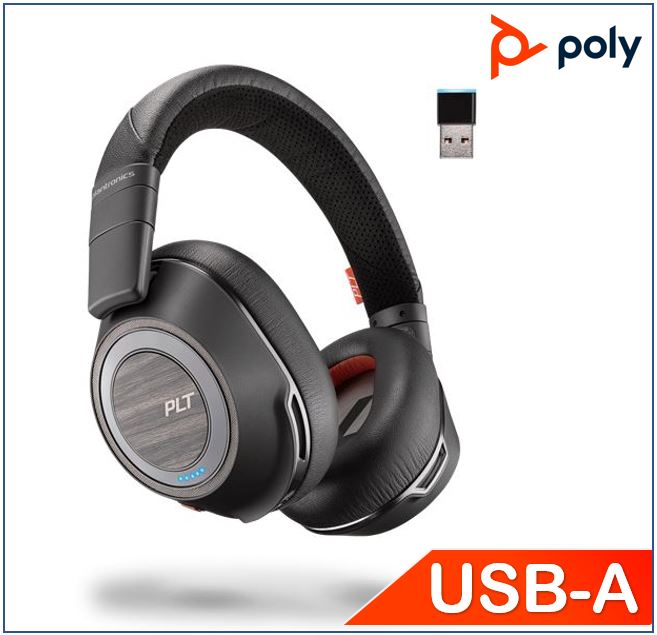 Plantronics/Poly Voyager B8200 UC headset, Black, Bluetooth, 4 Mics, Dual-mode ANC, Mute Alert, Smart sensors, SoundGuard, up to 24 hrs listen, 20hrs