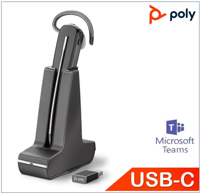 Plantronics/Poly Savi 8240 UC DECT Headset, Teams, USB-C, Convertible, Wireless, crystal clear audio, ANC, one-touch control, up to 7 hours talk