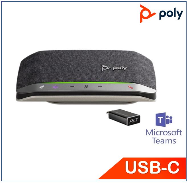 Plantronics/Poly Sync20+, Teams, Personal Smart Speakerphone, including BT600 USB-C dongle, Reduce echo and noise, Slim and portable, Status light