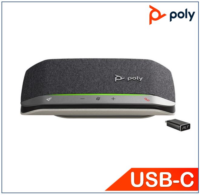 Plantronics/Poly Sync20+, Standard, Personal Smart Speakerphone, including BT600 USB-C dongle, Reduce echo and noise, Slim and portable, Status light