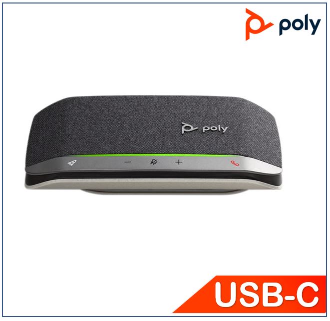 Plantronics/Poly Sync20, Standard, Personal USB-C & BT Smart Speakerphone, Multi-Mics Array, Bass Reflex System, Dust & Water Resistance, Status Light
