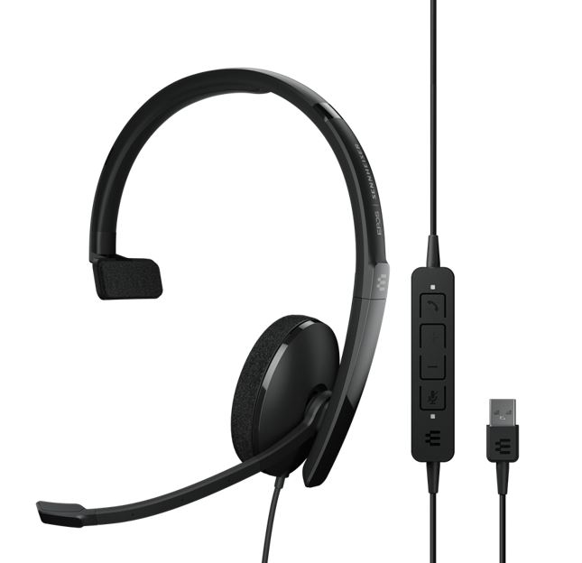 EPOS | Sennheiser ADAPT 130 USB II, On-ear, single-sided USB-A headset with in-line call control and foam earpad. Optimised for UC