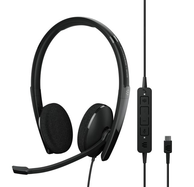 EPOS | Sennheiser ADAPT 160T USB-C II On-ear, double-sided USB-C headset with in-line call control and foam earpads. Certified for Microsoft Teams