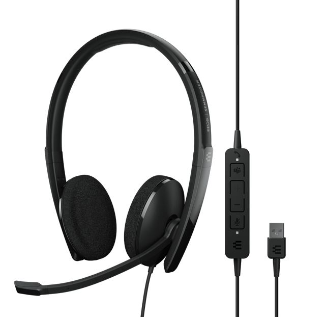 EPOS | Sennheiser ADAPT 160T USB II On-ear, double-sided USB-A headset with in-line call control and foam earpads. Certified for Microsoft Teams