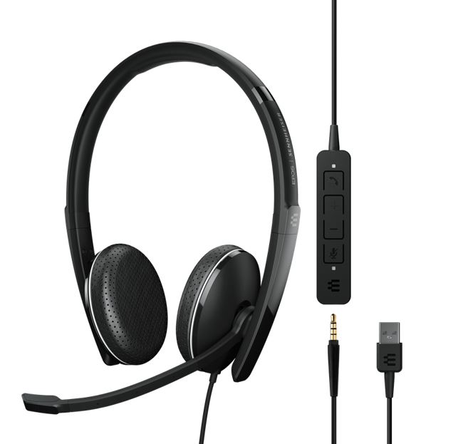 EPOS | Sennheiser ADAPT 165 USB II On-ear, double-sided USB-A headset,3.5 mm jack and detachable USB cable with in-line call control, optimised for UC