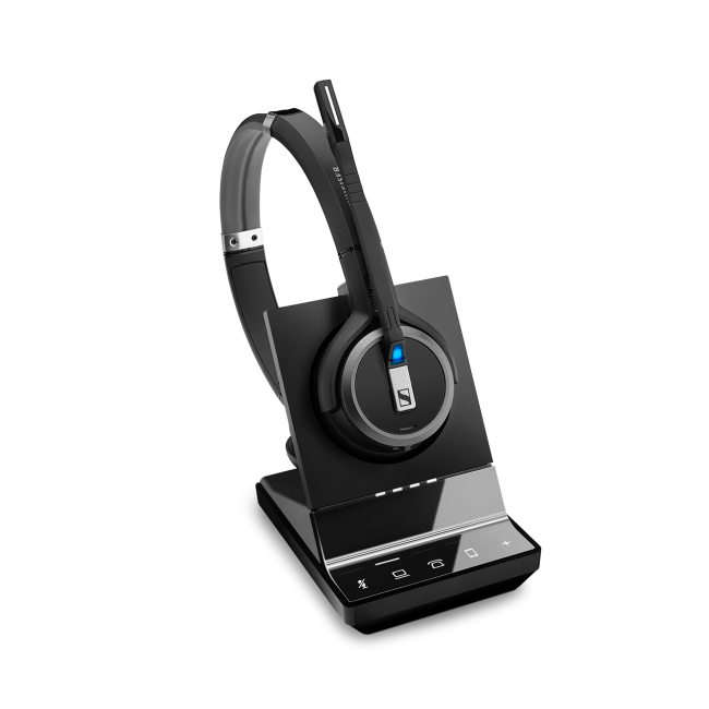 EPOS | Sennheiser Impact SDW 5066 DECT Wireless Office Binaural headset w/ base station, for PC, Desk Phone & Mobile, Included BTD 800 dongle