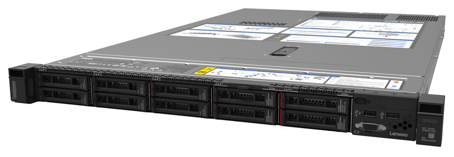 LENOVO ThinkSystem SR630 (1/2x Xeon Silver 4208 8C/16T 2.1GHz, 32GB (1/24), 0/10x SFF HS, 530-8i RAID, 2x 1GbE, XCC Ent, 1/2x 750W, 3 Yr Ltd Wty)