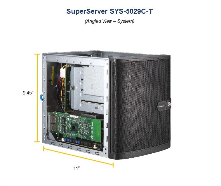 Supermicro Mini Tower SuperServer, 5029C-T Barebone, Single E-2100 Socket, 4 x3.5' HDD HS, 2 x DIMM C242, M.2, Dual Gbe,, 250w PSU