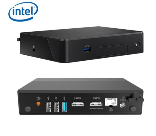 Intel NUC 8 Rugged Fanless Cel-N3350 2.4GHz 4GB 64GB eMMC m.2 SSD HDMI eDP 2xDisplays GbE LAN WL-AC 4xUSB No Audio Jack