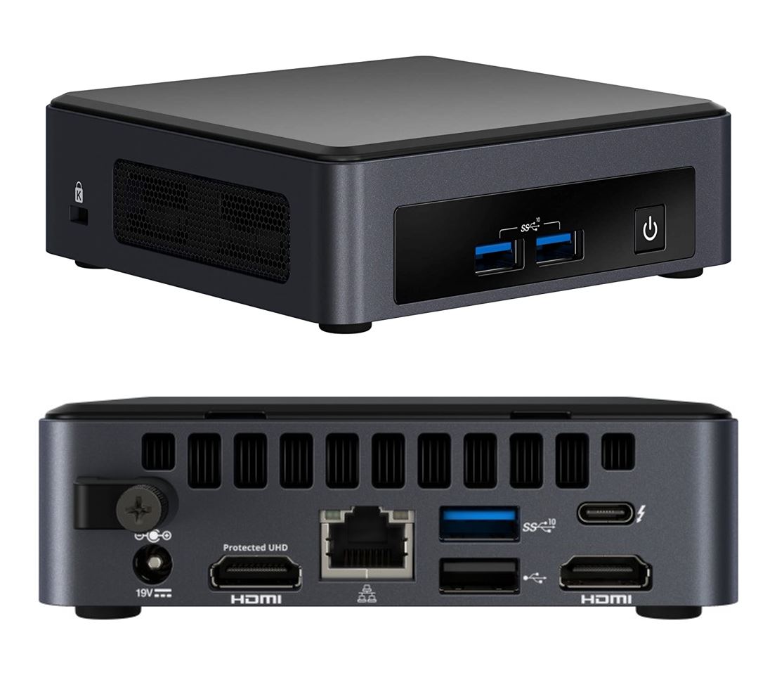 Intel NUC i3-8145U Pro 2xDDR4 SODIMM M.2 SSD 24x7 3xDisplays 2xHDMI DP1.2 USB-C Thunderbolt 3 4xUSB GBLAN WiFi5 BT5 VESA~Power Cord Requ no AC Cord