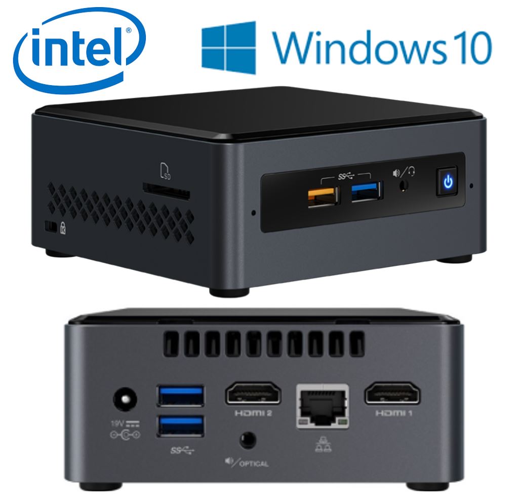 Intel NUC J4005 2.7GHz 4GB DDR4 32GB eMMC 2.5' HDD Windows 10 Home 2xHDMI 2xDisplays GbE LAN WiFi BT 4xUSB3.0 BOXNUC7CJYSAL4