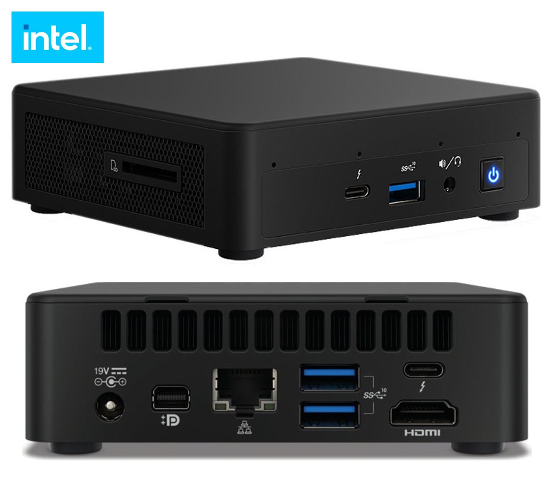 Intel NUC i3-1115G4 Pro 24/7 4.1GHz 2xDDR4 SODIMM M.2 4xDisplays Iris Xe Graphics HDMI USB-C DP mDP 2xTB3 WiFi6 3xUSB GbE LAN BT no AC cord