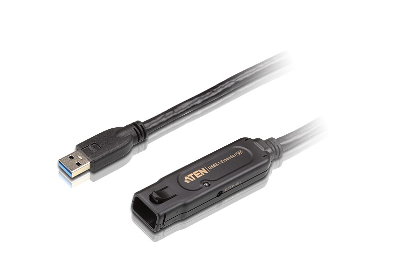 Aten USB 3.1 Gen 1 10m Extender Cable with AC Adapter, support 5 Gbps data-rate, daisy-chain up to 50m, unique locker head design