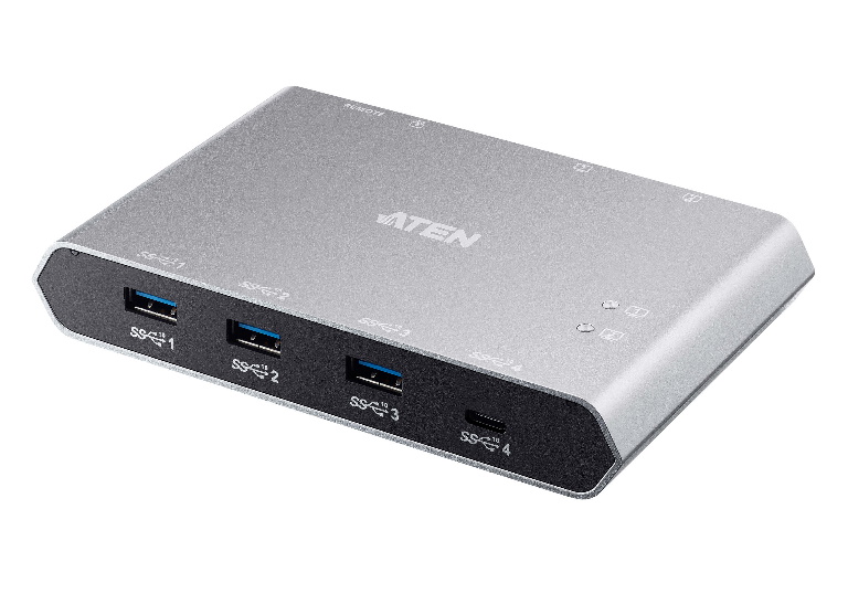 Aten Sharing Switch Gen2 2x4 USB-C, 2x PC, 4x USB 3.2 Gen2 Ports (1x USB-C), Power Passthrough, OSX & Windows Compatible, Plug and Play