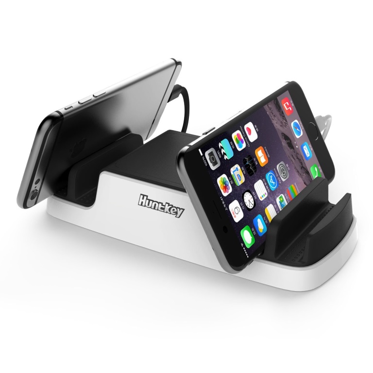 Huntkey Smart USB Charging Dock with 4 USB 2.4A ports and 2 Micro USB Connectors - Perfect for mobile phone/tablet/IPAD char